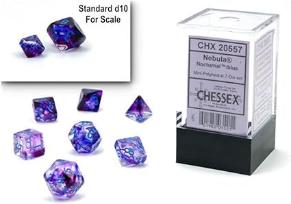 Chessex: Mini Nebula Polyhedral 7-Die Set - Luminary Nocturnal Blue