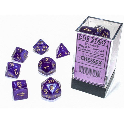 Chessex: Borealis Polyhedral 7-Die Set - Luminary Royal Purple & Gold