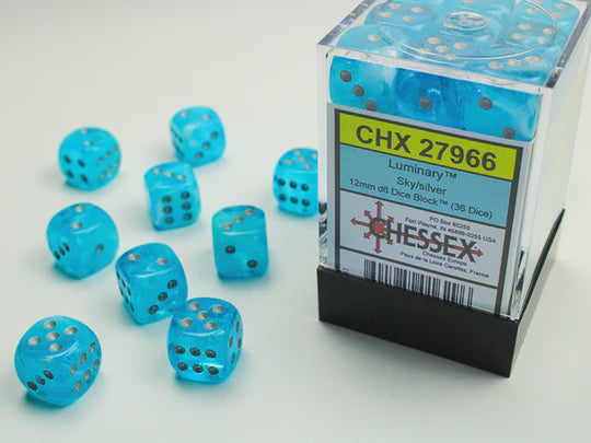 Chessex: Nebula D6 12mm Dice Block - Luminary Sky/Silver