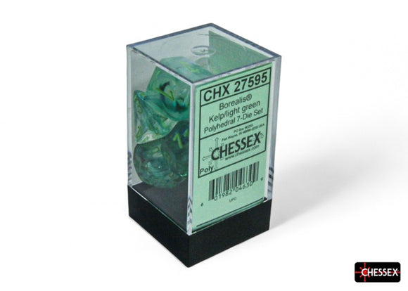 Chessex: Borealis Polyhedral 7-Dice Set - Luminary Kelp/light green