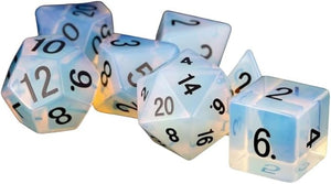 Fan Roll: 16mm Stone Poly Dice Set - Engraved Opalite