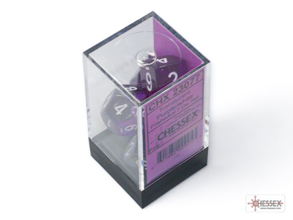 Chessex: Polyhedral 7-Dice Set - Translucent Purple/white