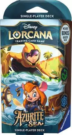 lorcana starter decks set 6 Disney: Lorcana: Azurite Sea Deck and 1x BONUS booster Judy Hopps Design - Choose one:PM FIN Gold Chocobo HF Elsa D23 Promo Custom