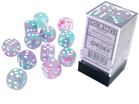 Chessex: Nebula 16mm d6 Dice Block - Luminary Wisteria White