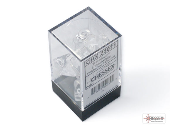 Chessex: Polyhedral 7-Dice Set - Translucent Clear/white