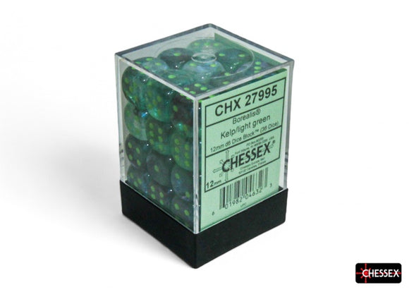 Chessex: 12mm d6 Dice Block - Luminary Kelp/light green