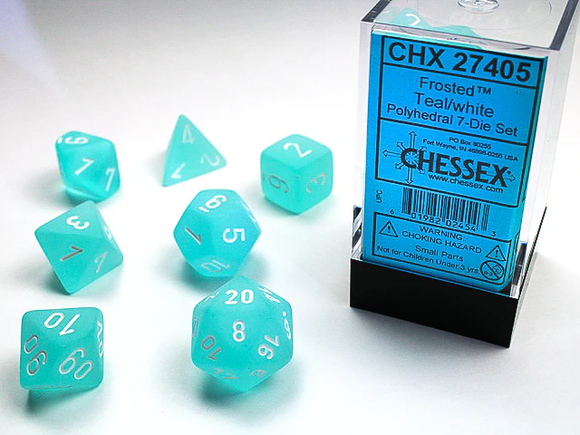 Chessex: Poly 7 Set - Frosted Teal/white