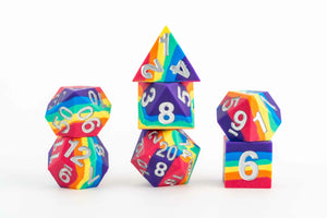 Fan Roll: Sharp Edge Silicone Rubber Dice Set - Rainbow