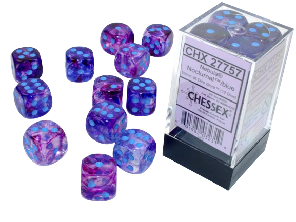 Chessex: Nebula 16mm d6 Dice Block - Luminary Nocturnal Blue