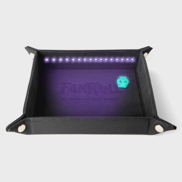 FanRoll: Blacklight Dice Tray with d20 - Black