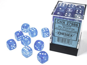 Chessex: Borealis 12mm d6 Dice Block - Luminary Sky Blue/white