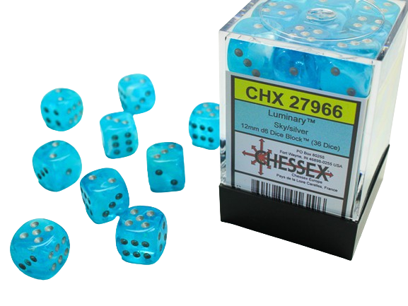 Chessex: 12mm d6 Dice Block - Luminary Sky w/silver