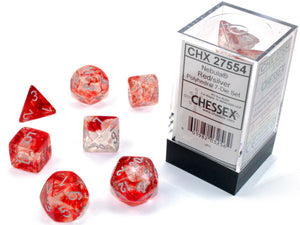 Chessex: Poly 7 Set - Luminary Red w/silver