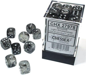 Chessex: Borealis 12mm d6 Dice Block - Luminary Light Smoke/Silver