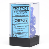 Chessex: Poly 7 Set - Frosted Blue/white