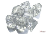 Chessex: Polyhedral 7-Dice Set - Translucent Clear/white