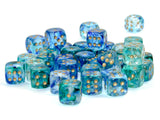 Chessex: Nebula 12mm D6 Dice Block - Luminary Oceanic/gold