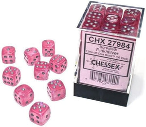 Chessex: Borealis 12mm d6 Dice Block - Luminary Pink/Silver