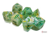 Chessex: Marble Gemini Poly 7 Set: Green w/Dark Green
