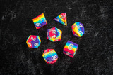 Fan Roll: Sharp Edge Silicone Rubber Dice Set - Rainbow