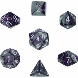 Chessex Gemini Poly 7 Set: Purple-Steel/White