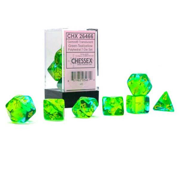 Gemini Polyhedral 7-Die Set: Translucent Green-Teal/yellow