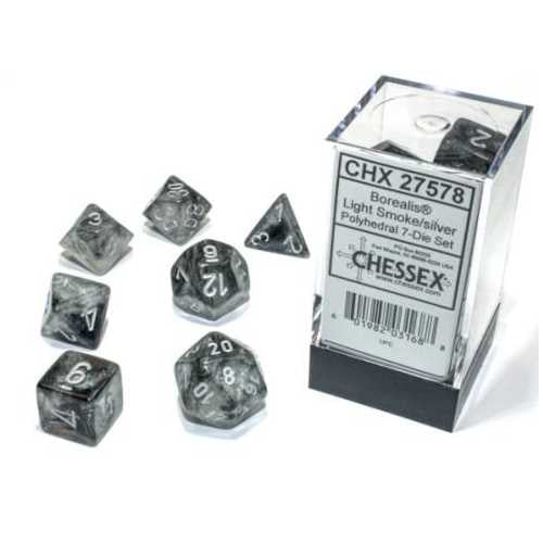 Chessex: Borealis Polyhedral 7-Die Set - Luminary Light Smoke/silver