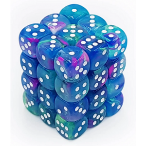 Chessex: Festive 12mm d6 Dice Block - Waterlily w/white