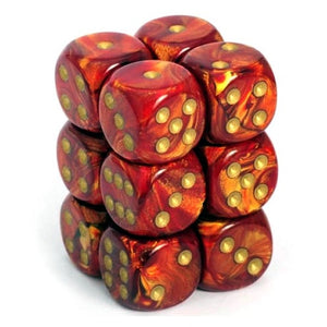 Chessex 16mm d6 Dice Block: Scarab Scarlet/gold