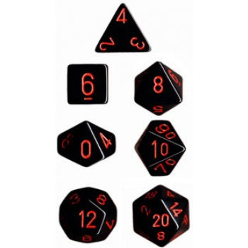 Chessex Opaque Poly 7 Set: Black/Red
