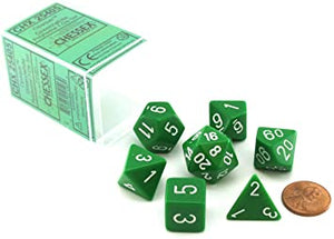 Chessex Opaque Poly 7 Set: Green/White