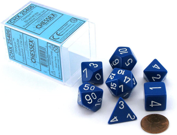 Chessex Opaque Poly 7 Set: Blue/White