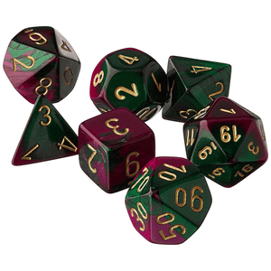 Chessex Gemini Poly 7 Set: Green-Purple/Gold