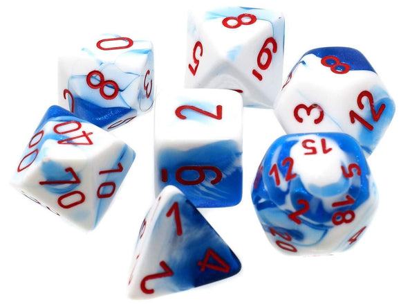 Chessex: Gemini Poly 7 Set - Astral Blue-White/Red