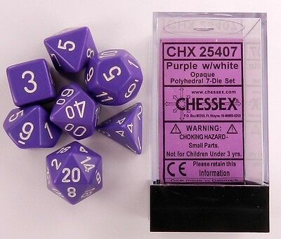 Chessex Opaque Poly 7 Set: Purple/White